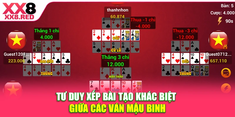 Tư duy xếp bài tạo khác biệt giữa các ván mậu binh